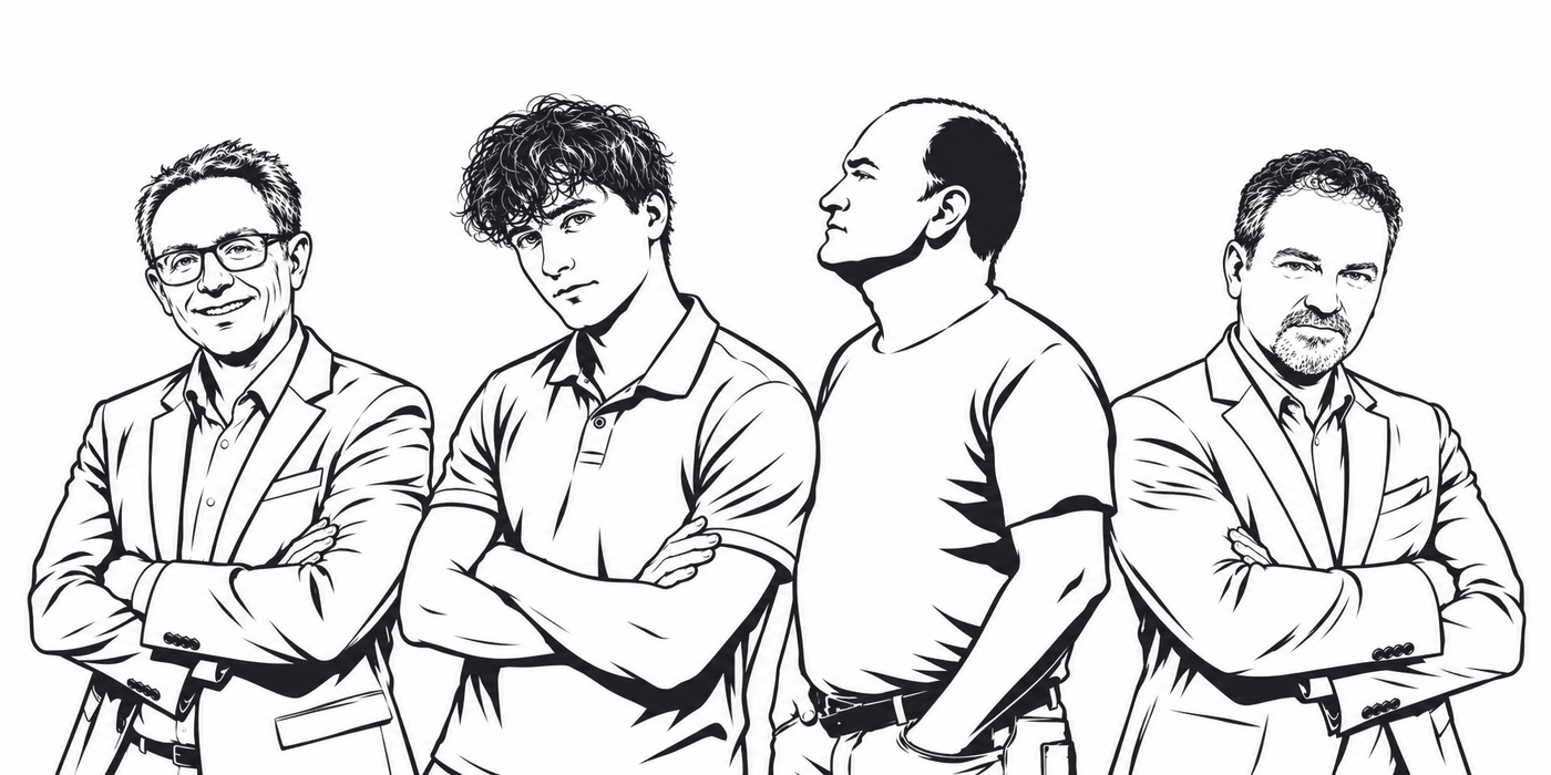 Illustration of the applify team: four people with folded arms